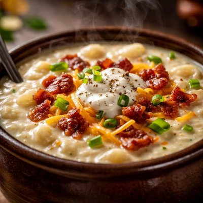 Image of Loaded Baked Potato Soup Crock Pot Potato Soup