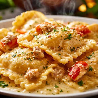 Image of Lobster Ravioli with Crabmeat Cream Sauce