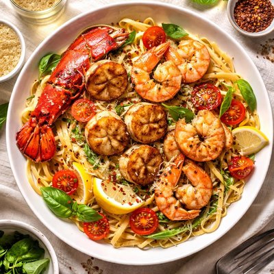 Image of Lobster Shrimp and Scallop Pasta