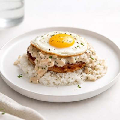 Image of Loco Moco with White Sausage and Sage Gravy