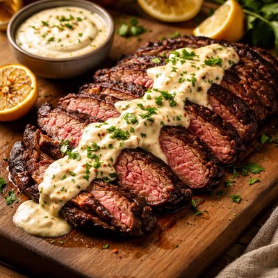 Image of London Broil with Soy Citrus Mayonnaise