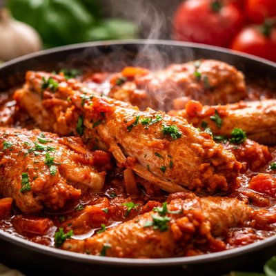 Image of Long Cooked Hen in Tomato Sauce