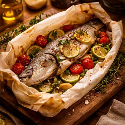 Image of Loup De Mer En Papillote Baked Sea Bass Wrapped in Paper