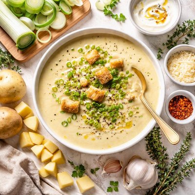 Image of Low Cal Creamy Potato Leek Soup