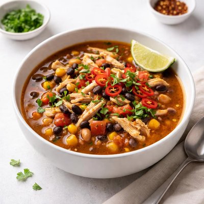 Image of Low Cal Spicy 2 Bean and Chicken Soup