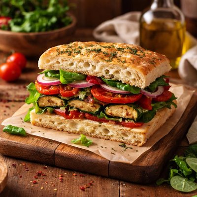Image of Low Cal Veggie Focaccia Sandwich