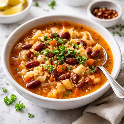 Image of Low Calorie Cabbage Red Bean Soup