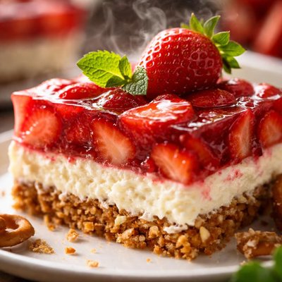 Image of Low Calorie Strawberry Pretzel Salad