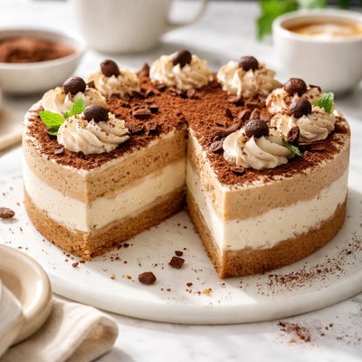 Image of Lower Fat Tiramisu Cheesecake