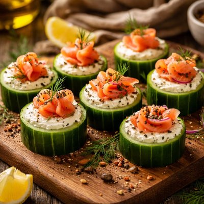 Image of Lox and Cream Cheese Stuffed Cucumbers