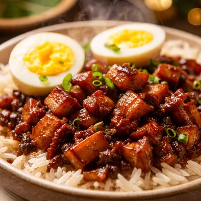 Image of Lu Rou Fan Taiwanese Stewed Pork with Hard Boiled Eggs
