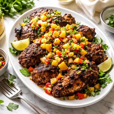 Image of Lubbers Jerk Chicken with Peach Salsa