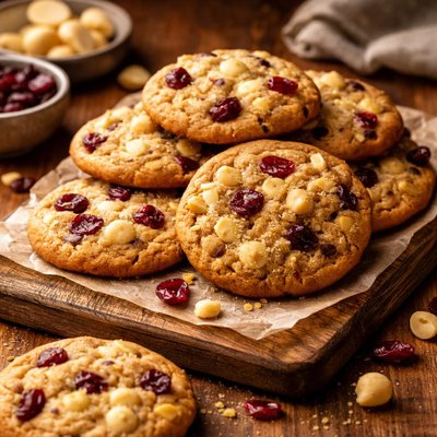 Image of Macadamia Butter Cookies with Dried Cranberries