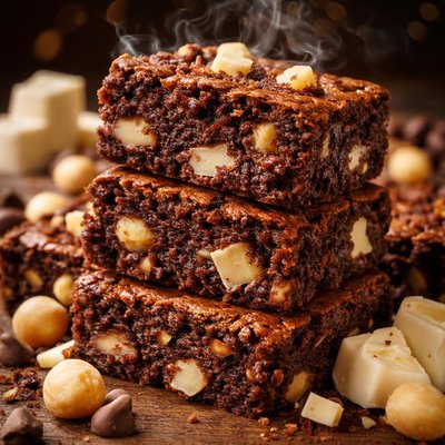 Image of Macadamia Chocolate Brownies with White Chocolate