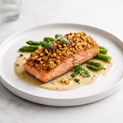 Image of Macadamia Crusted Salmon with Kahlua Butter Sauce