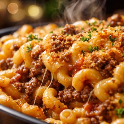 Image of Macaroni and Cheddar Cheese Beef Bake