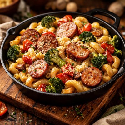 Image of Macaroni and Cheese with Roasted Veggies Pork Sausage