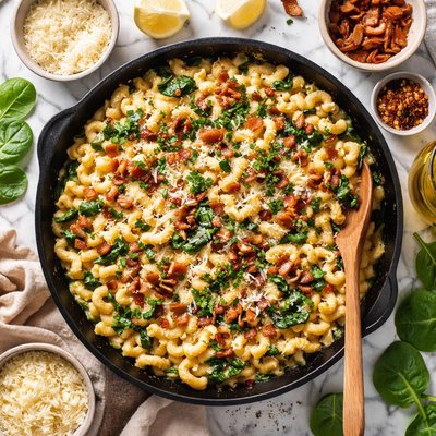 Image of Macaroni and Cheese with Spinach and Bacon