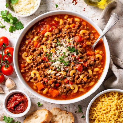 Image of Macaroni Beef and Tomato Soup
