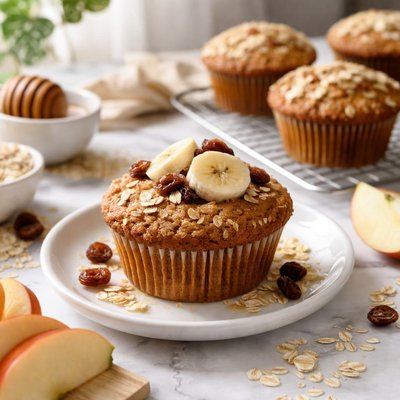 Image of Magickal Banana Apple Raisin Oatmeal Bran Muffins