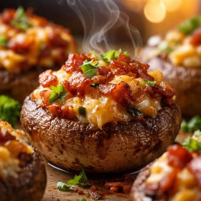 Image of Make Ahead Bacon and Cheddar Stuffed Mushrooms
