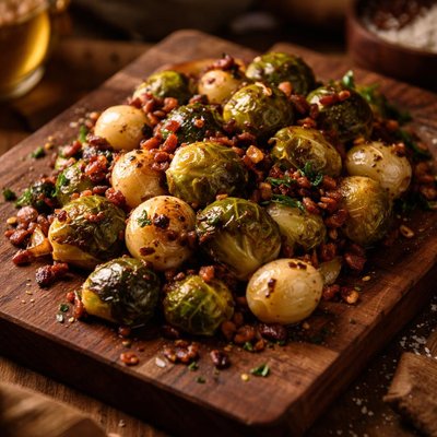 Image of Make Ahead Glazed Sprouts Onions