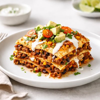 Image of Make Ahead Layered Enchilada Casserole