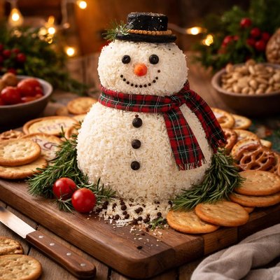 Image of Make Ahead Snowman Cheese Ball