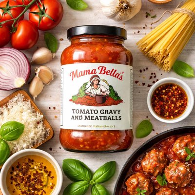 Image of Mama Bellas Tomato Gravy and Meatballs