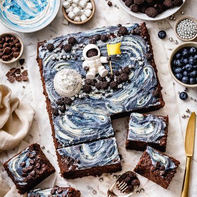 Image of Man on the Moon Cake with Lunar Icing