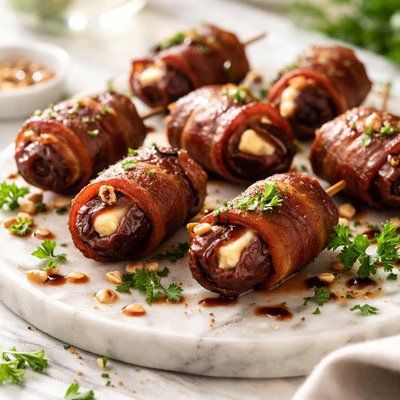 Image of Manchego Stuffed Dates Wrapped in Bacon Tapas
