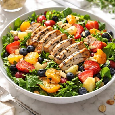 Image of Mandarin Chicken Berry Pineapple Salad with Poppy Seed Dressing