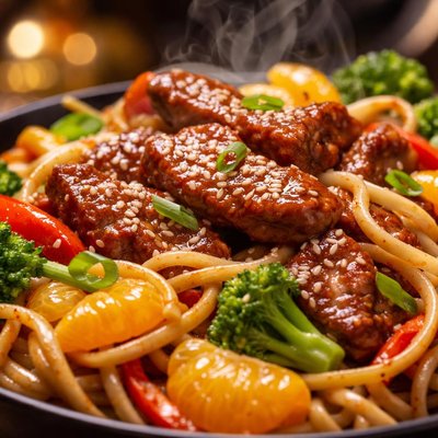 Image of Mandarin Pork Stir Fry with Sesame Noodles