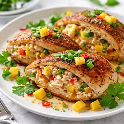 Image of Mango Crab Stuffed Chicken Breasts