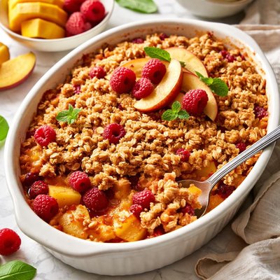 Image of Mango Nectarine and Raspberry Crumble