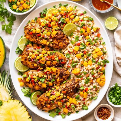 Image of Mango Pineapple Chicken with Mandarin Rice Salad