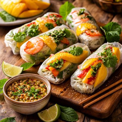 Image of Mango Summer Rolls Thai Dipping Sauce
