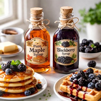 Image of Maple and Blackberry Syrup for Panckakes Waffles