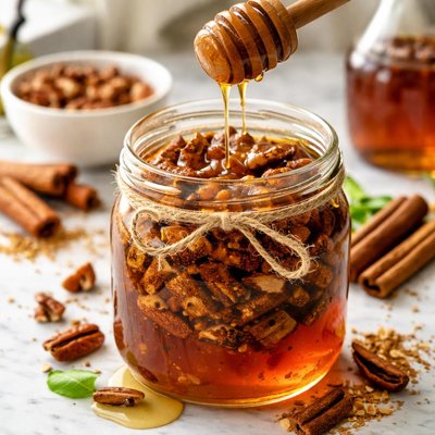 Image of Maple Cinnamon Pecan Honey Syrup