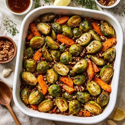 Image of Maple Flavored Brussels Sprouts with Carrots