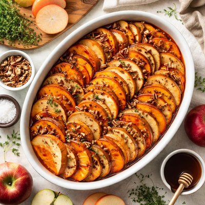 Image of Maple Glazed Apple and Sweet Potato Gratin