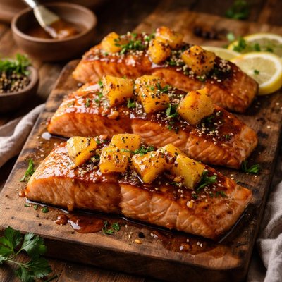 Image of Maple Glazed Salmon with Pineapple