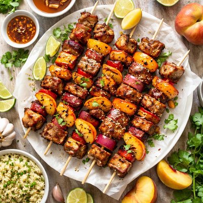 Image of Maple Pork and Peach Skewers