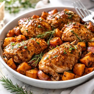 Image of Maple Roasted Chicken with Sweet Potatoes