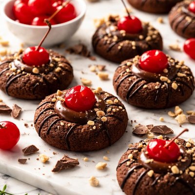 Image of Maraschino Chocolate Thumbprint Cookies