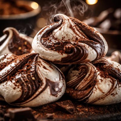 Image of Marbled Chocolate Meringues