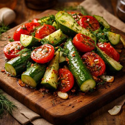 Image of Marinated Cucumbers and Tomatoes