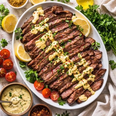 Image of Marinated Flank Steak with Mustard Sauce