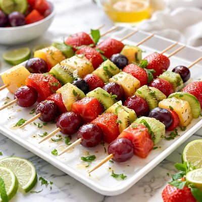 Image of Marinated Fresh Fruit Kabobs Easy Oven Method