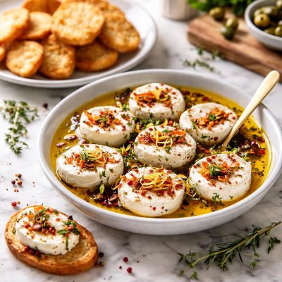 Image of Marinated Goat Cheese Rounds with Crostini